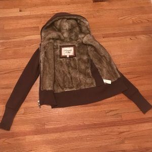 Abercrombie Faux Fur Lined Zip Up Hoodie Like New!